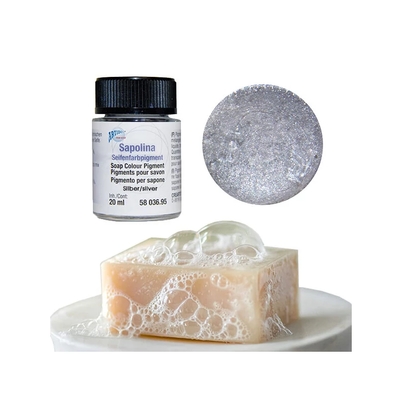 Farba do mydla v prášku, 20 ml - strieborná