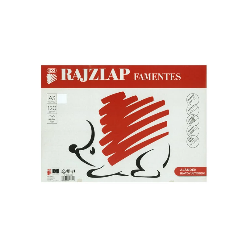 Výkresový papier, bezdrevný, ICO, Ježko, 120 g - A3, 20 db