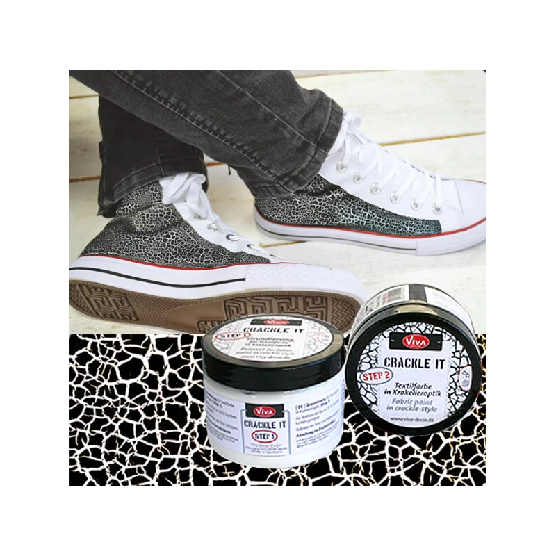 Praskajúce textilné farbivo v sade Crackle It, 2x150 ml - čierna