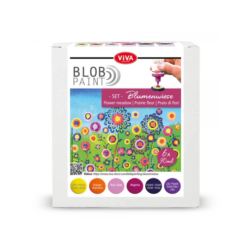 Sada bodkovacích farieb, Blob paint, 6x90 ml - Kvetinová lúka