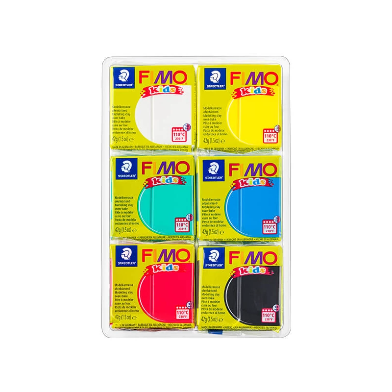 Sada modelovacej hmoty FIMO Kids, Colour Pack - 6x42 g - základné farby