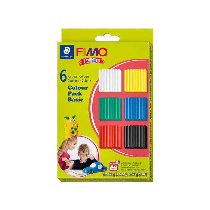 Sada modelovacej hmoty FIMO Kids, Colour Pack - 6x42 g - základné farby
