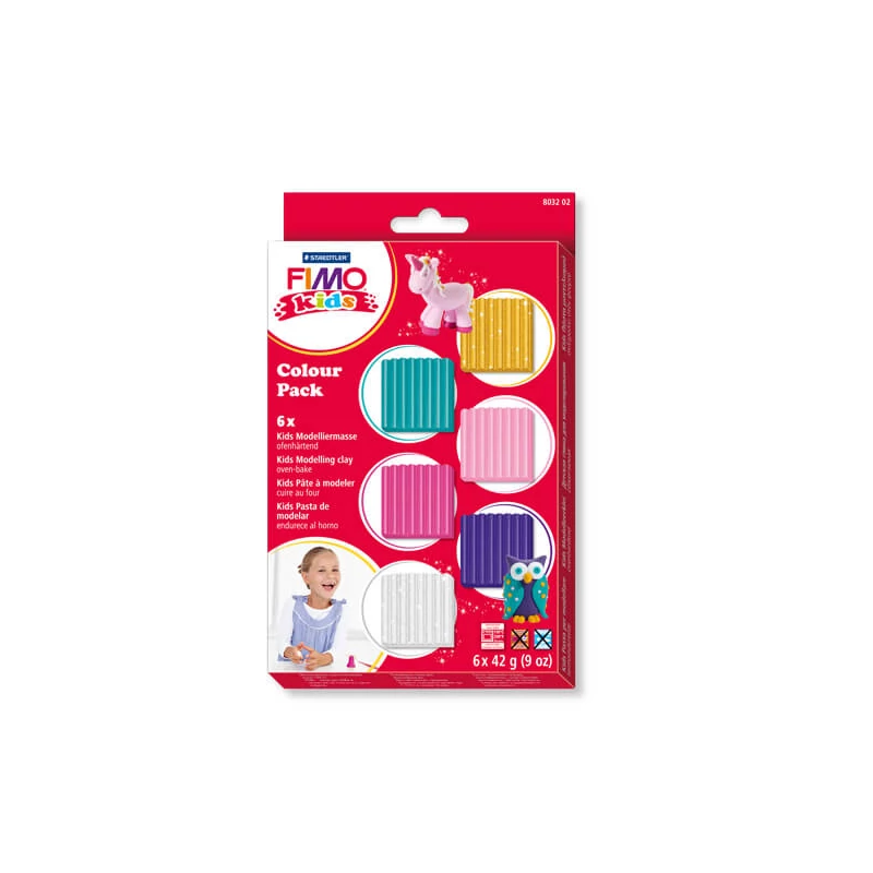 Sada modelovacej hmoty do rúry FIMO Kids, Colour Pack - 6x42 g - pre diavčatá