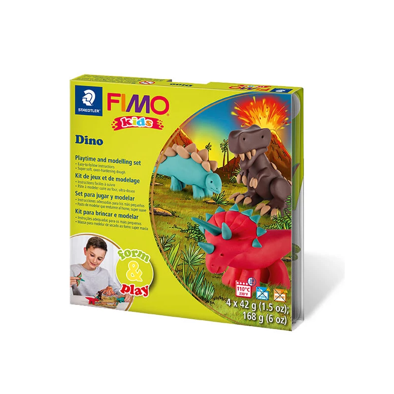 Sada modelovacej hmoty do rúry FIMO Kids, Form & Play - 4x42 g - dinosaury