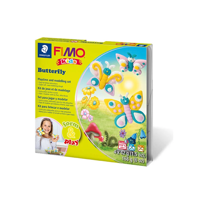 Sada modelovacej hmoty do rúry FIMO Kids, Form & Play - 4x42 g - motýle