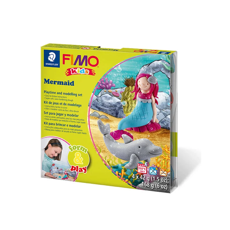 Sada modelovacej hmoty do rúry FIMO Kids, Form & Play - 4x42 g - morská víla