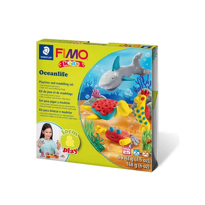 Sada modelovacej hmoty do rúry FIMO Kids, Form & Play - 4x42 g - morské zvieratá