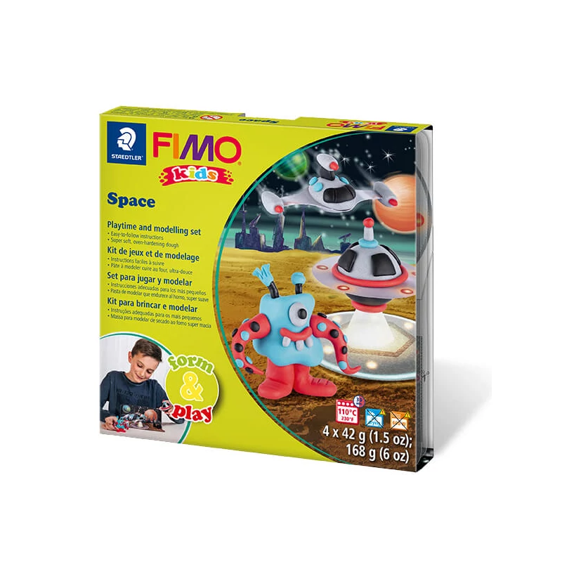 Sada modelovacej hmoty do rúry FIMO Kids, Form & Play - 4x42 g - vesmírne príšery