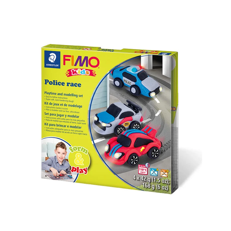 FIMO Kids süthető gyurma készlet, Form & Play - 4x42 g - verseny