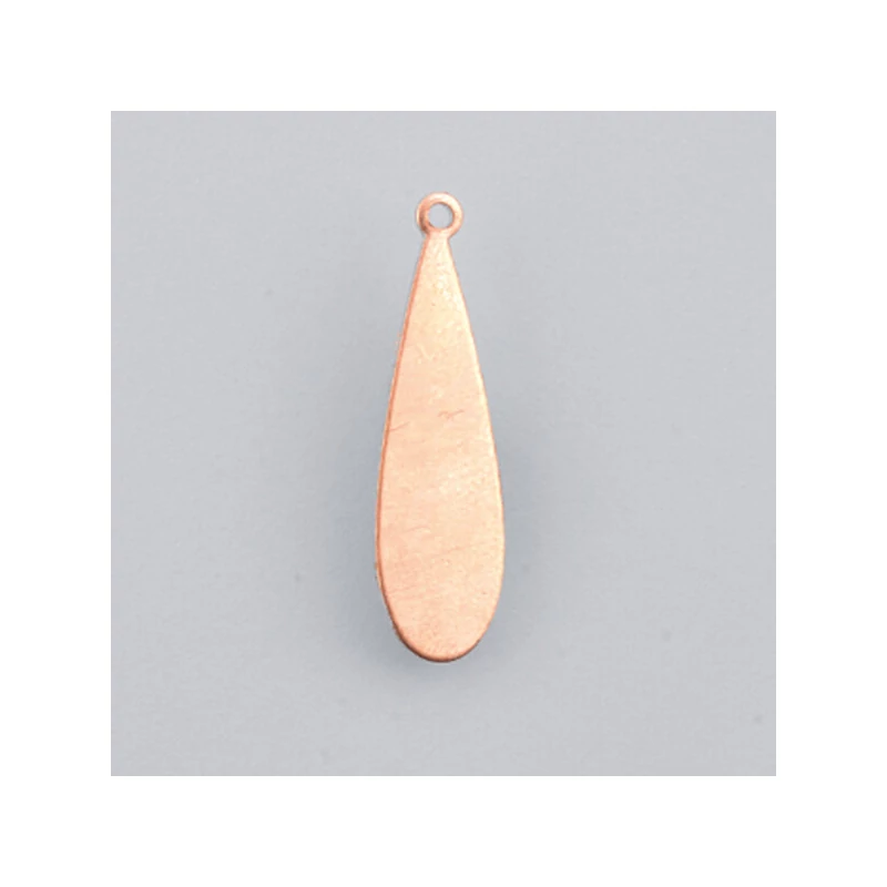 Smaltovaný červený medený základ - kvapka, 31x9 mm