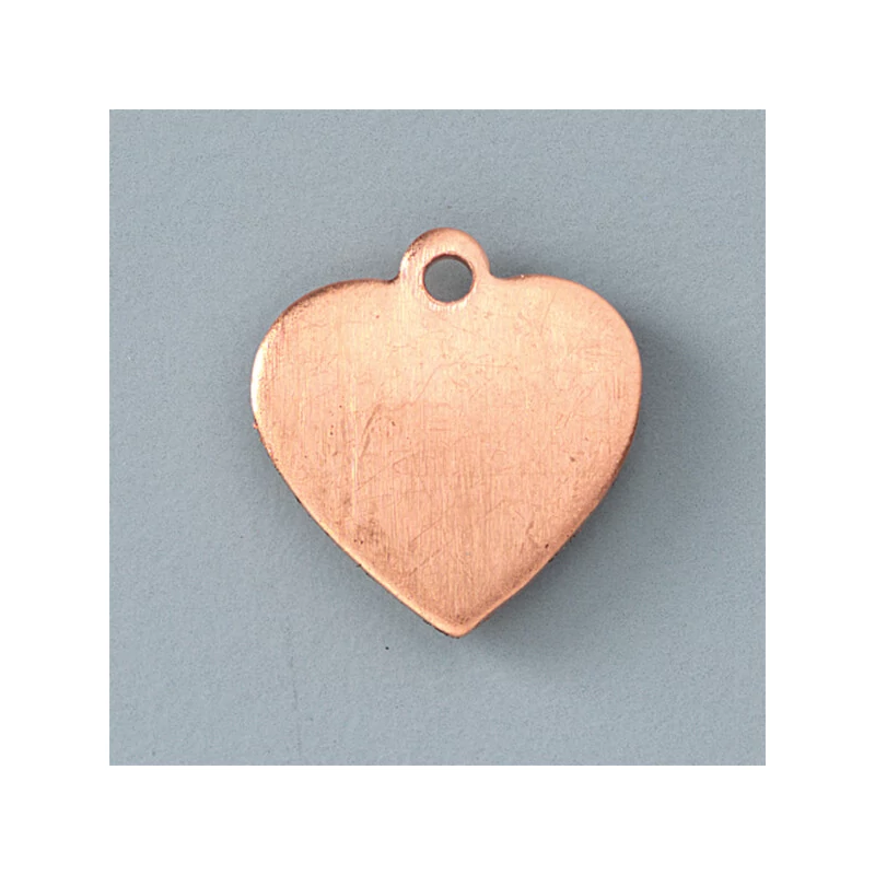 Smaltovaný prívesok červený medený základ - srdce, 16x15 mm