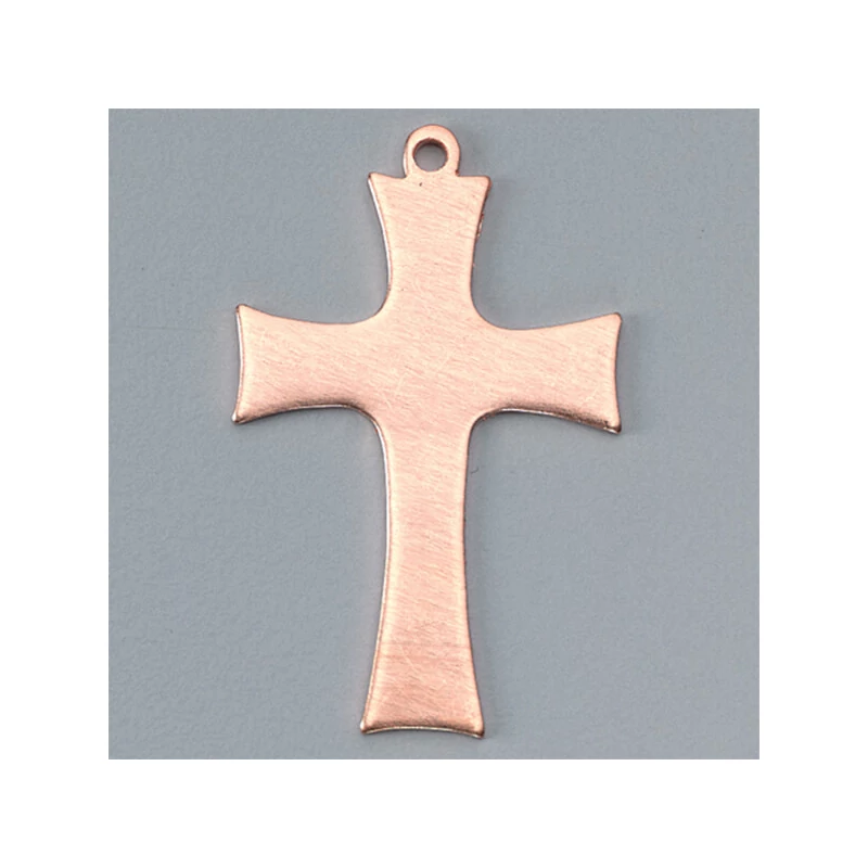 Smaltovaný prívesok červená medená základňa - kríž, 32x22 mm