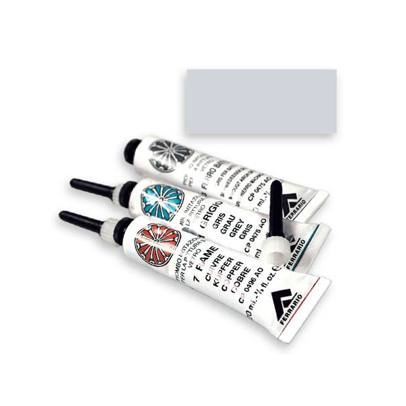 Kontúrovacia farba Ferrario, nevypaľovacia, metalická, 20 ml - strieborná, 05