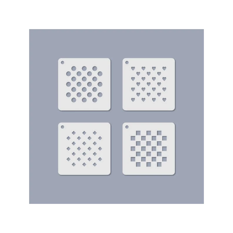 Sada šablón, šablóna na šperky, 6,5x6,5 cm, 4 druhy - Malé vzory