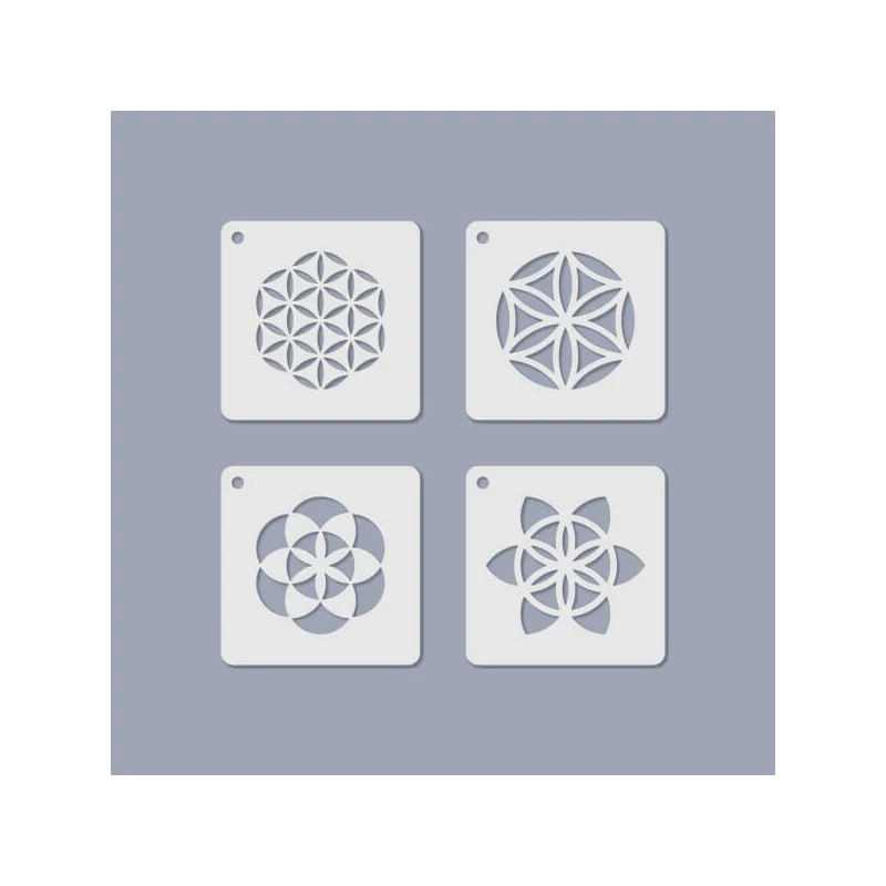 Sada šablón, šablóna na šperky, 6,5x6,5 cm, 4 druhy - Mandala