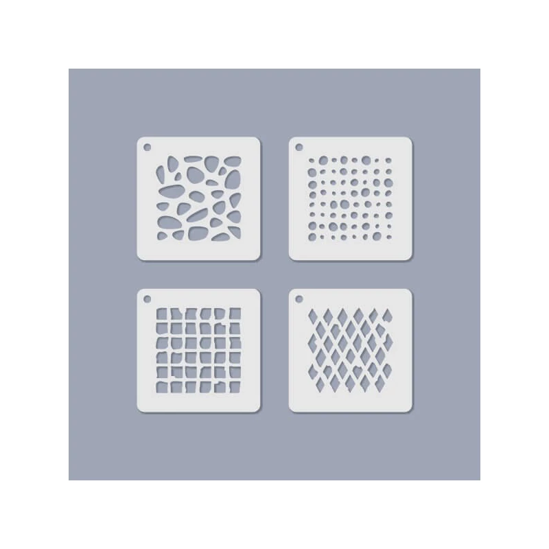 Sada šablón, šablóna na šperky, 6,5x6,5 cm, 4 druhy - Geometrické