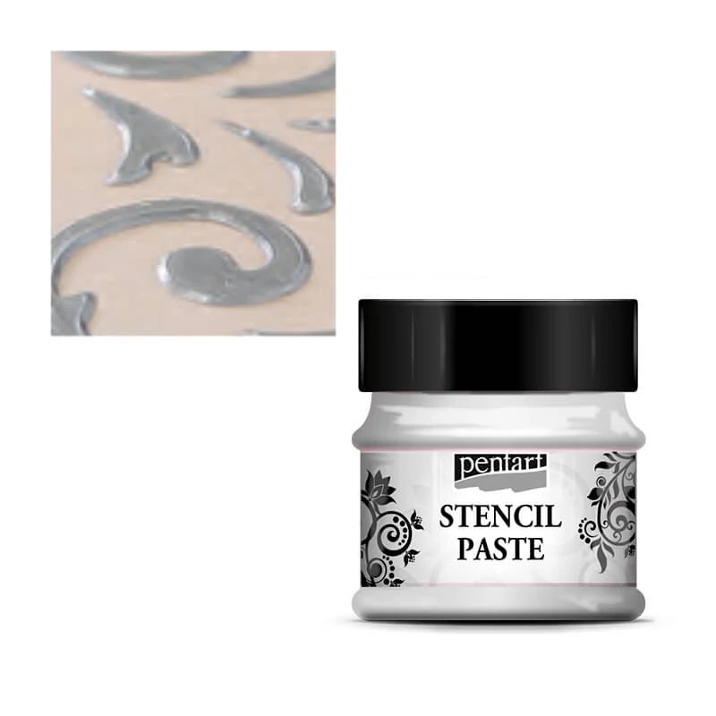 Šablónovacia pasta Pentart, 50 ml - metalická, strieborná