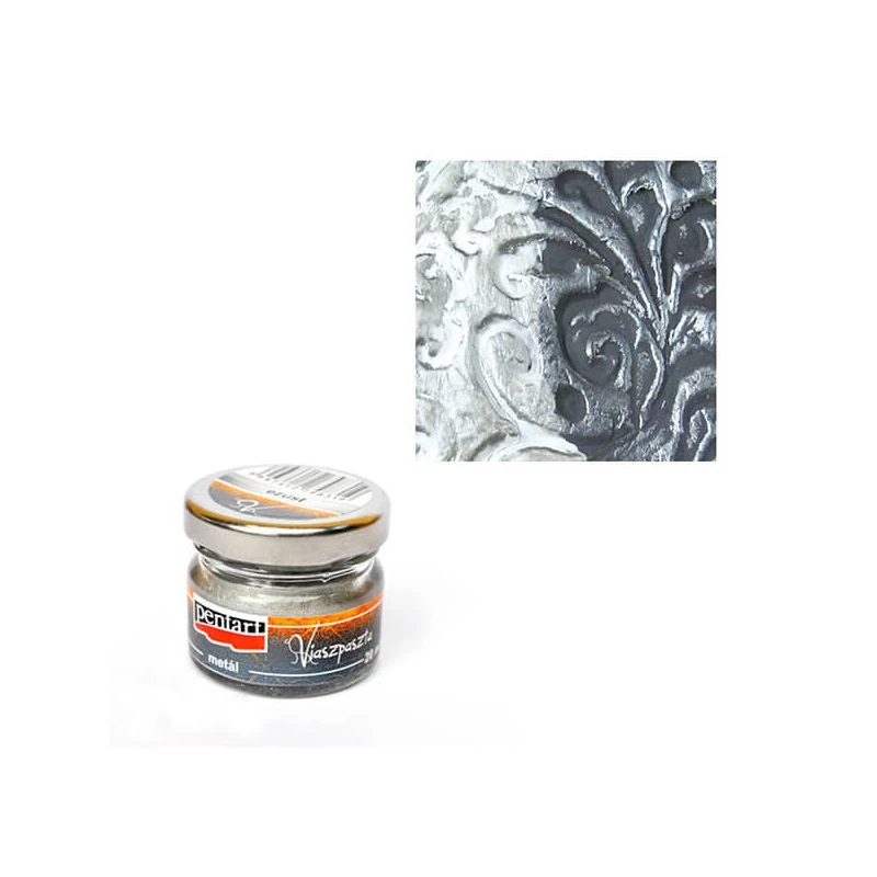Metalická vosková pasta Pentart, 20 ml - strieborná