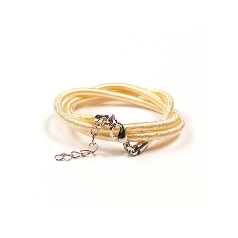 Hodvábny náhrdelník s uchytením, 4 mm - krémový