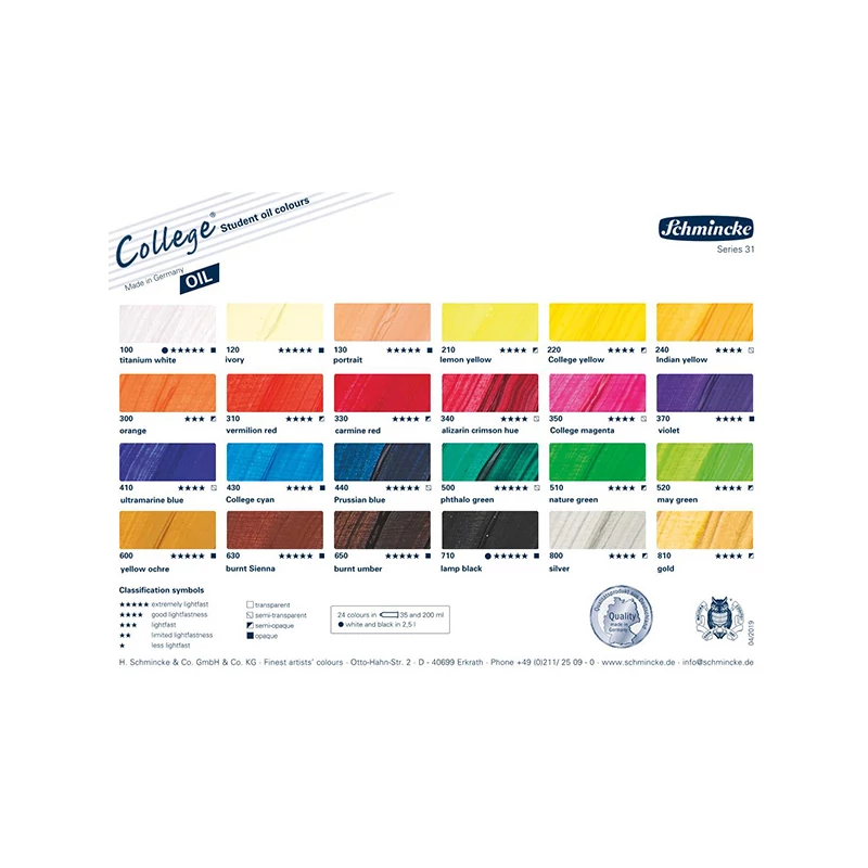 Olejová farba Schmincke College, 200 ml - 100, titanium white