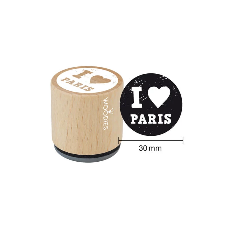 Pečiatka, Woodies, 3 cm - I love Paris