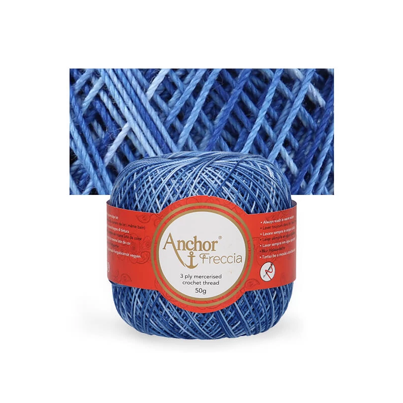 Priadza na háčkovanie, Freccia 12, 50g, viacfarebná, 01210 tmavomodrá ombre