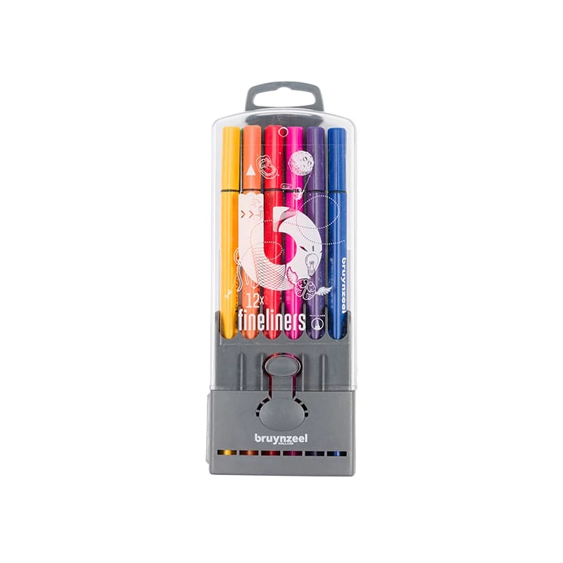 Sada extra tenkých popisovačov Bruynzeel Fineliner Wallet - 12 ks, v plastovom držiaku