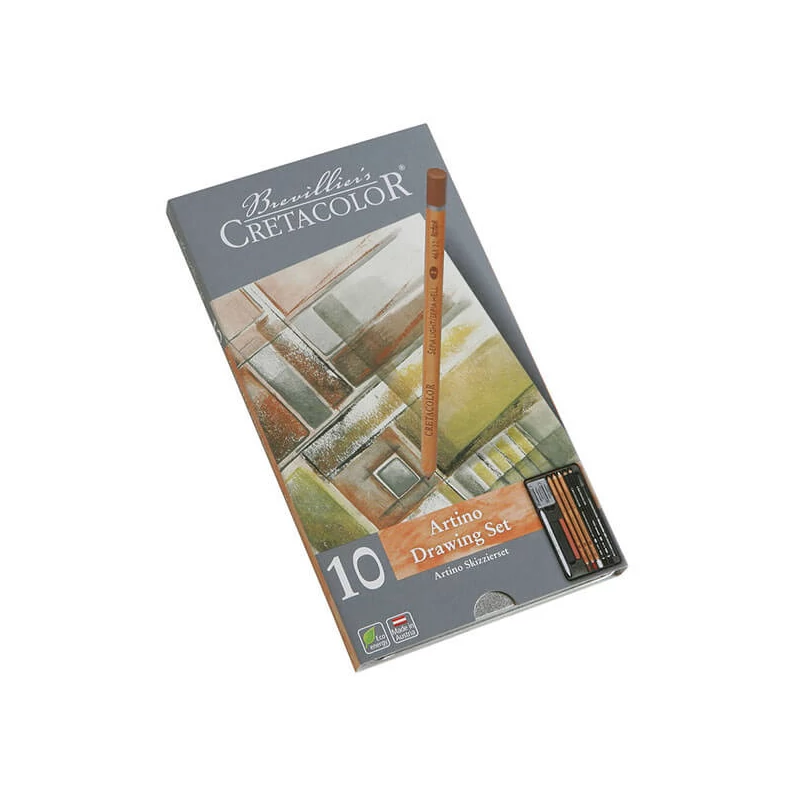 Kresliaci a skicovací set Cretacolor Artino, 10 kusov, v kovovej krabičke