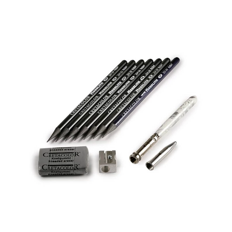 Grafitová sada na kreslenie Cretacolor Monolith Graphite Set, 11 ks- ov, v kovovej krabičke