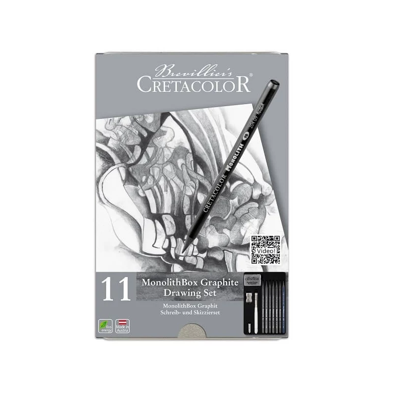 Grafitová sada na kreslenie Cretacolor Monolith Box, 11 kusov, v kovovej krabičke