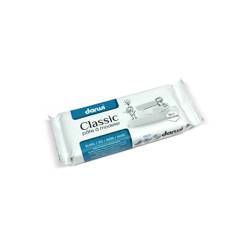 Plastelína schnúca na vzduchu Darwi Classic, 500 g - biela