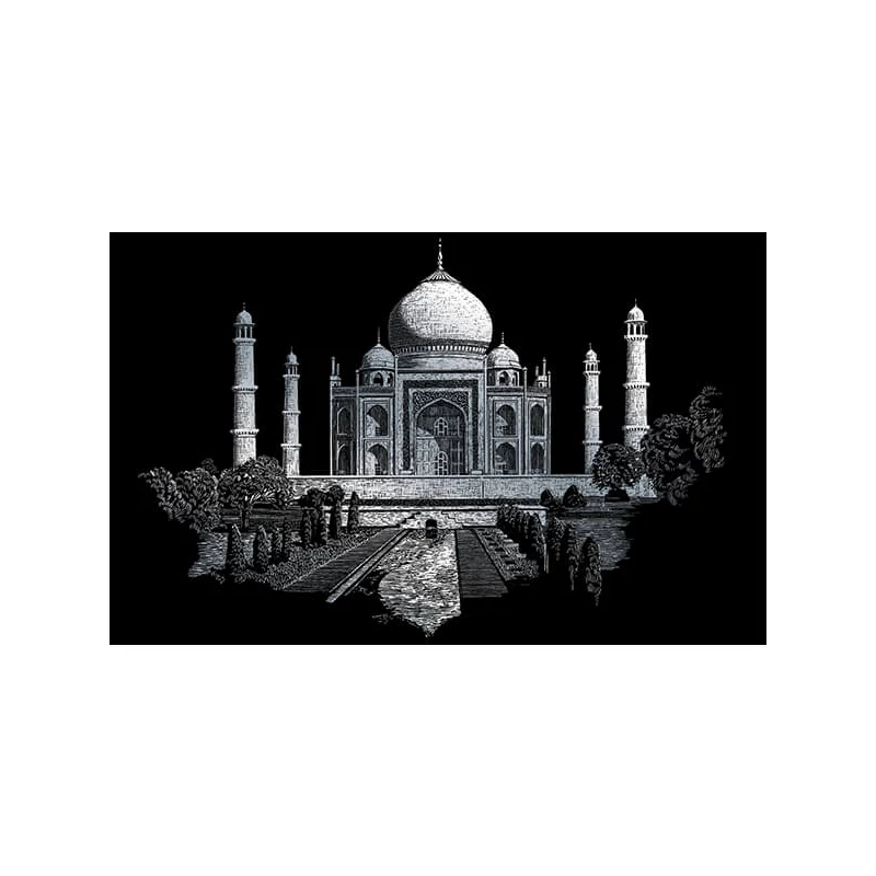 Sada na gravírovanie obrázkov s rysovacou ihlou, 29x39 cm - Taj Mahal, strieborná