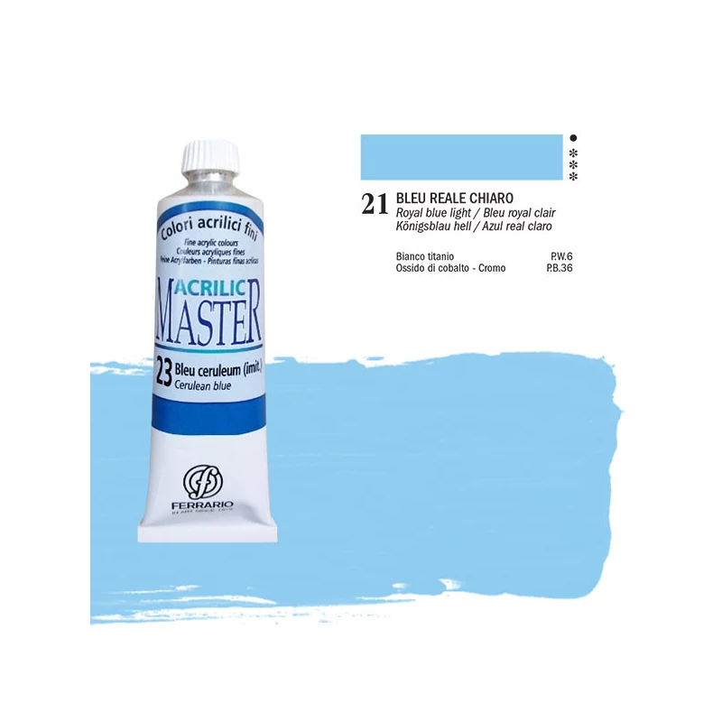 Akrylová farba Ferrario Master, 60 ml - 21, king's blue light