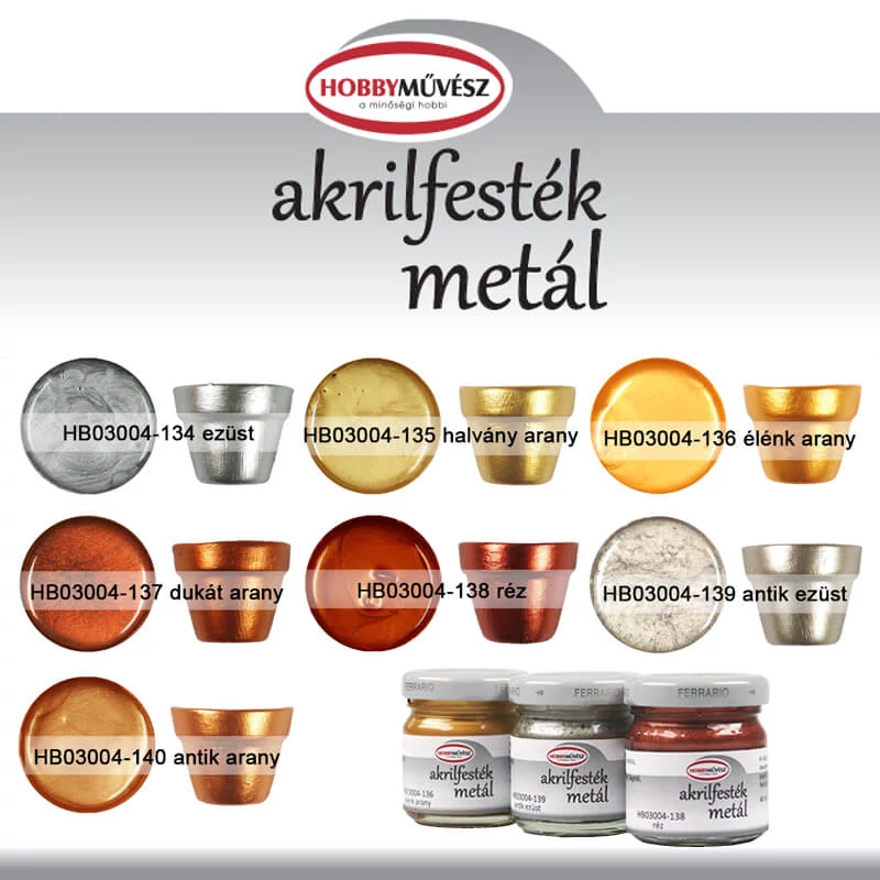 Akrylová farba pre hobby umelcov, 40 ml - metalická, 138, medená
