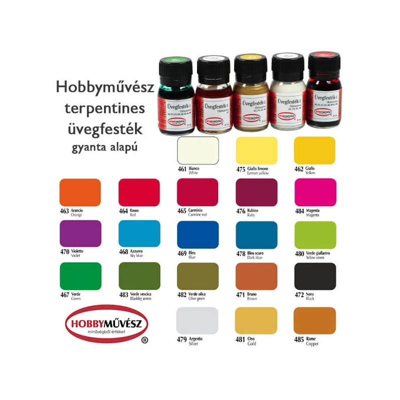 Hobbyművész terpentines üvegfesték, 30 ml - különféle színekben