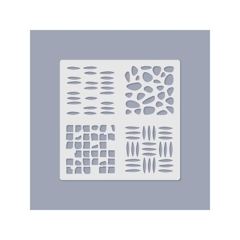 Šablóna pre médiá, 14,5x14,5 cm, 4 vzory - Geometrické