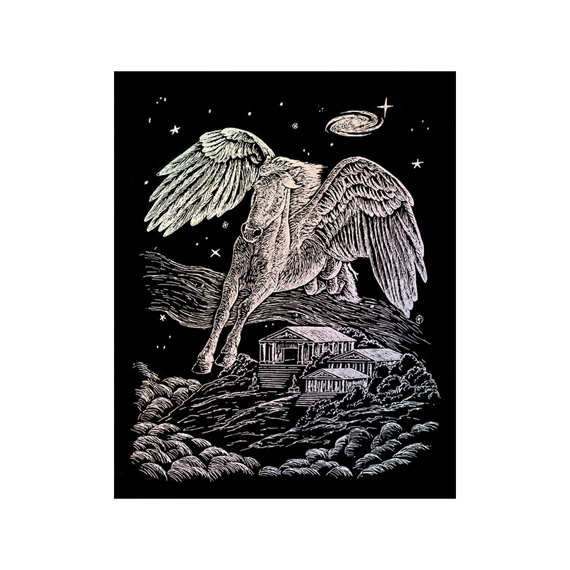 Sada na gravírovanie obrázkov s rysovacou ihlou, 20x25 cm - Pegasus, holografická