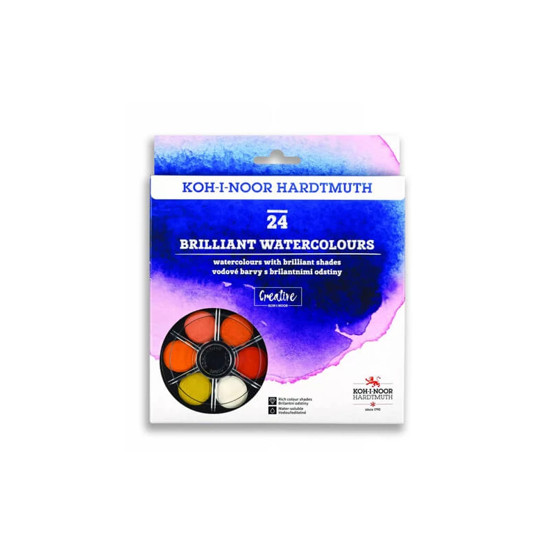 Sada vodových farieb KOH-I-NOOR Brilliant Watercolors (Anilinky) - 24 ks
