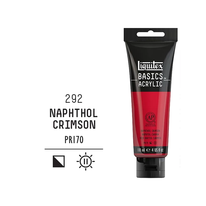 Akrylová farba Liquitex Basics, 118 ml - 292, naphthol crimson
