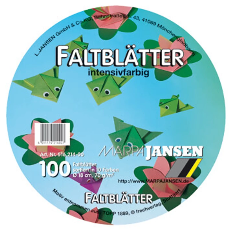 Papier na origami, farebný - 70 g, 100 listov, kruh 18 cm