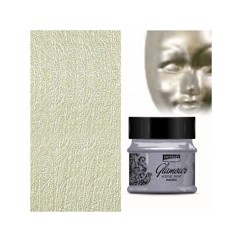 Metalická akrylová farba Glamour, 50 ml - starožitná strieborná