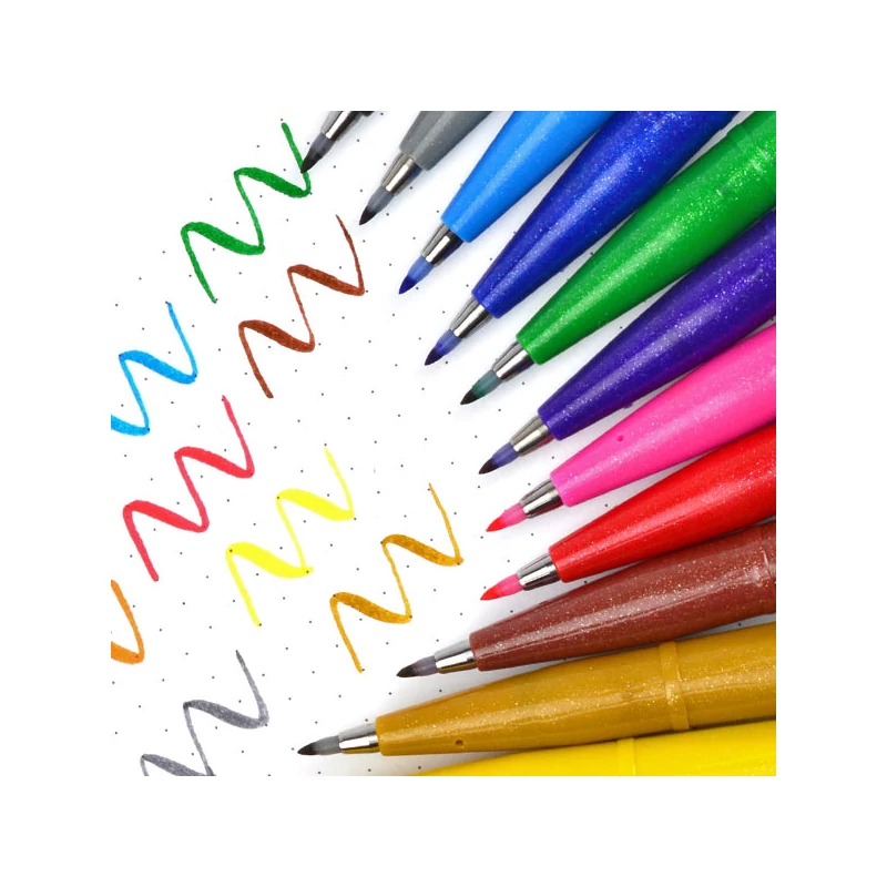 Štetcový popisovač Pentel Brush Sign Pen, SES15C-G, citrónový