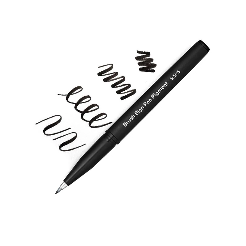 Štetcový popisovač Pentel Brush Sign Pen Pigment, SESP15-AX, čierny, pigmentovaný