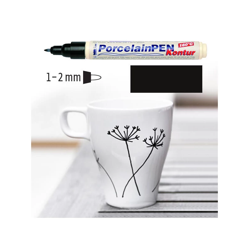 Popisovač na sklo a porcelán, Kreul Classic - 12 kontúrovacia čierna