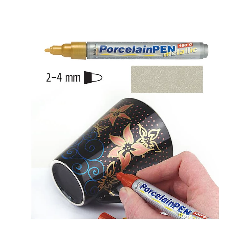 Popisovač na sklo a porcelán, Kreul Metallic - 16 strieborná