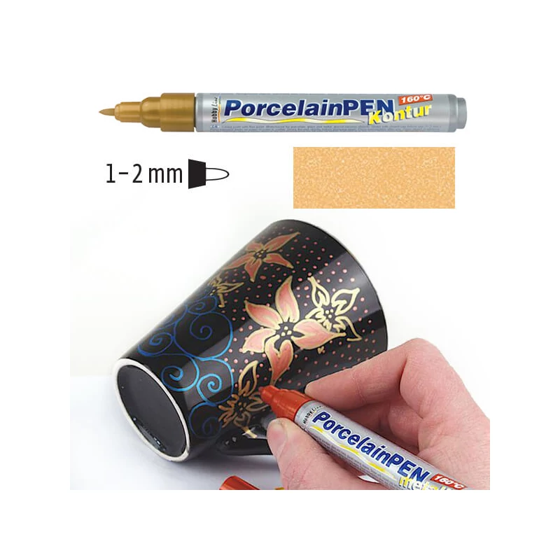 Popisovač na sklo a porcelán, Kreul Metallic - 24 obrysové zlato