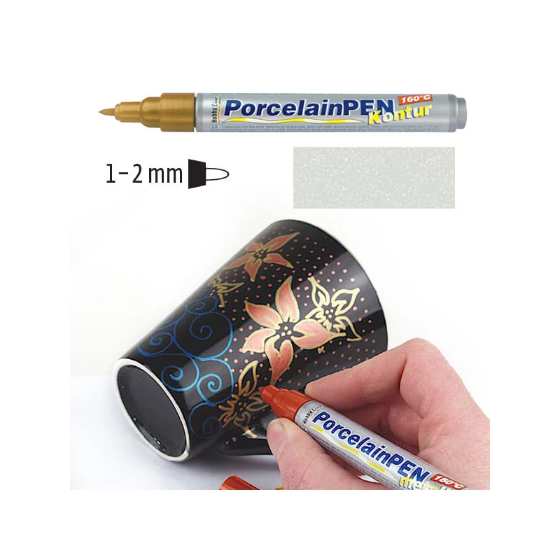 Popisovač na sklo a porcelán, Kreul Metallic - 25 kontúrovacia strieborná