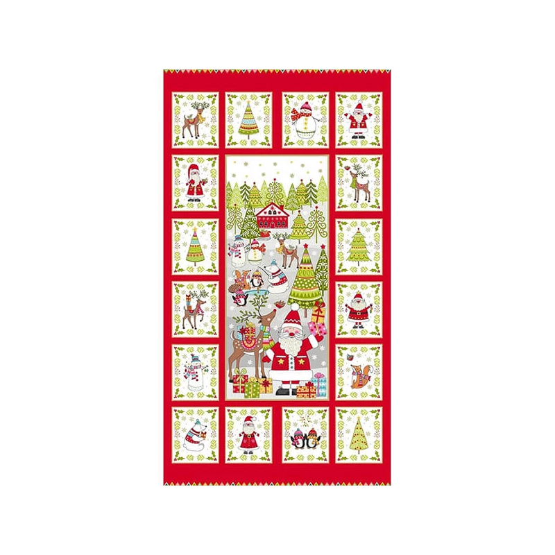 Patchworková tkanina- Makower - Festive Christmas 2019 2106-1 Panel, 60cm