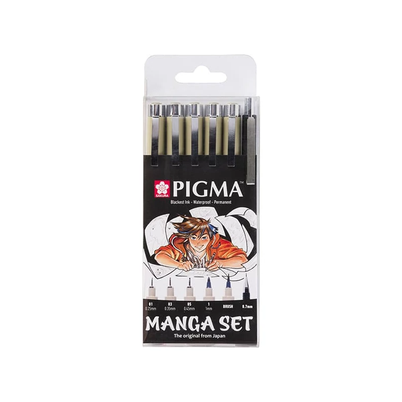 Sada na kreslenie Sakura Pigma - 6 ks, Manga set, čierna