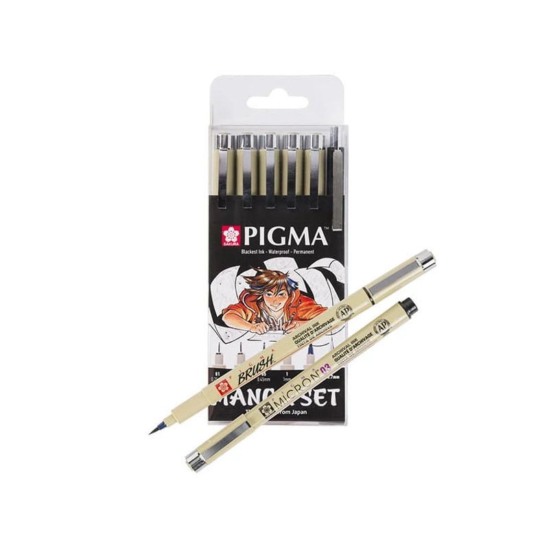 Sada na kreslenie Sakura Pigma - 6 ks, Manga set, čierna